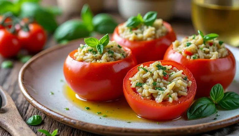 découvrez une recette savoureuse et facile de tomates farcies au riz, idéale pour un repas équilibré et plein de saveurs.